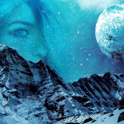 freetoedit moon girl snow mountains